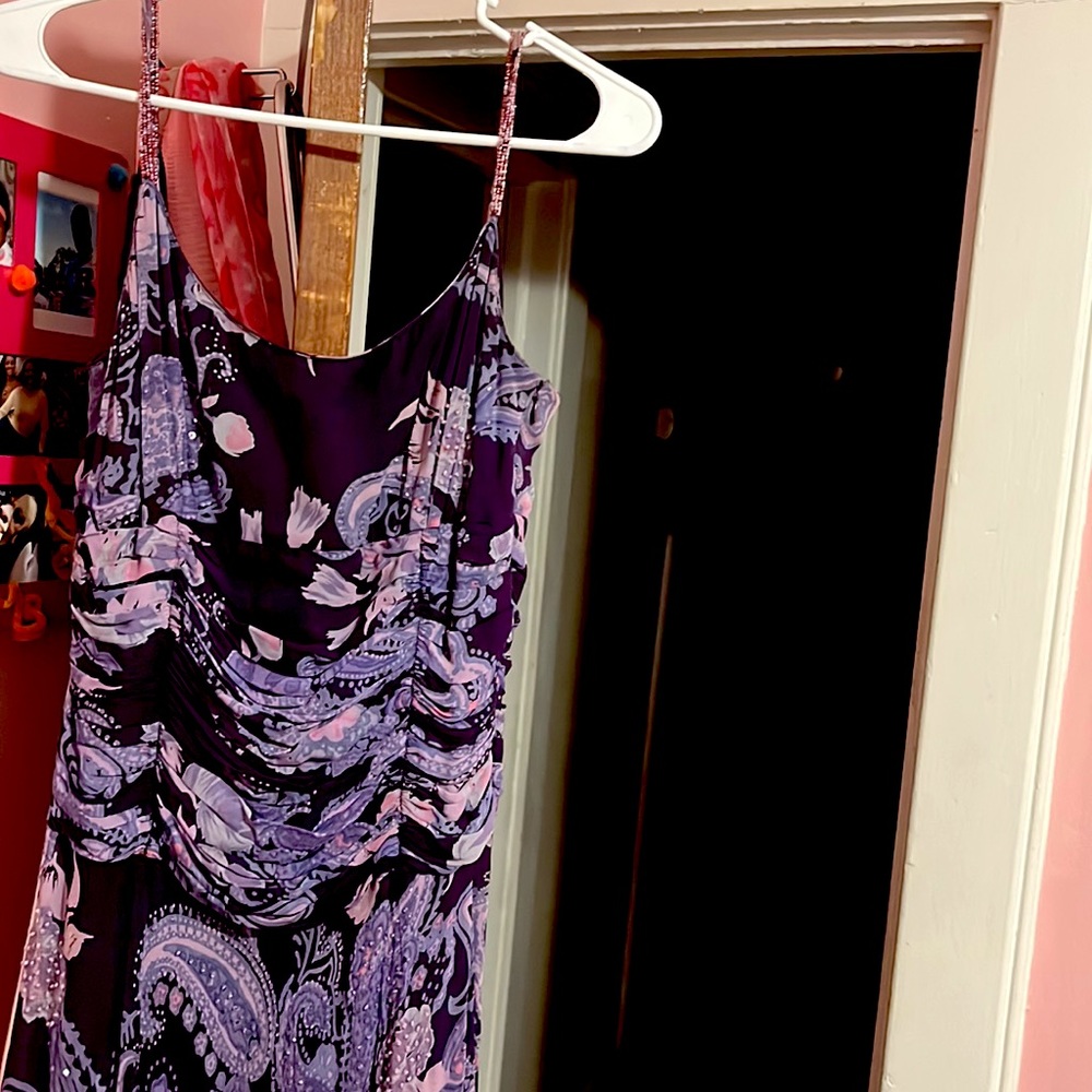 Eva Blue purple beaded symmetrical dress